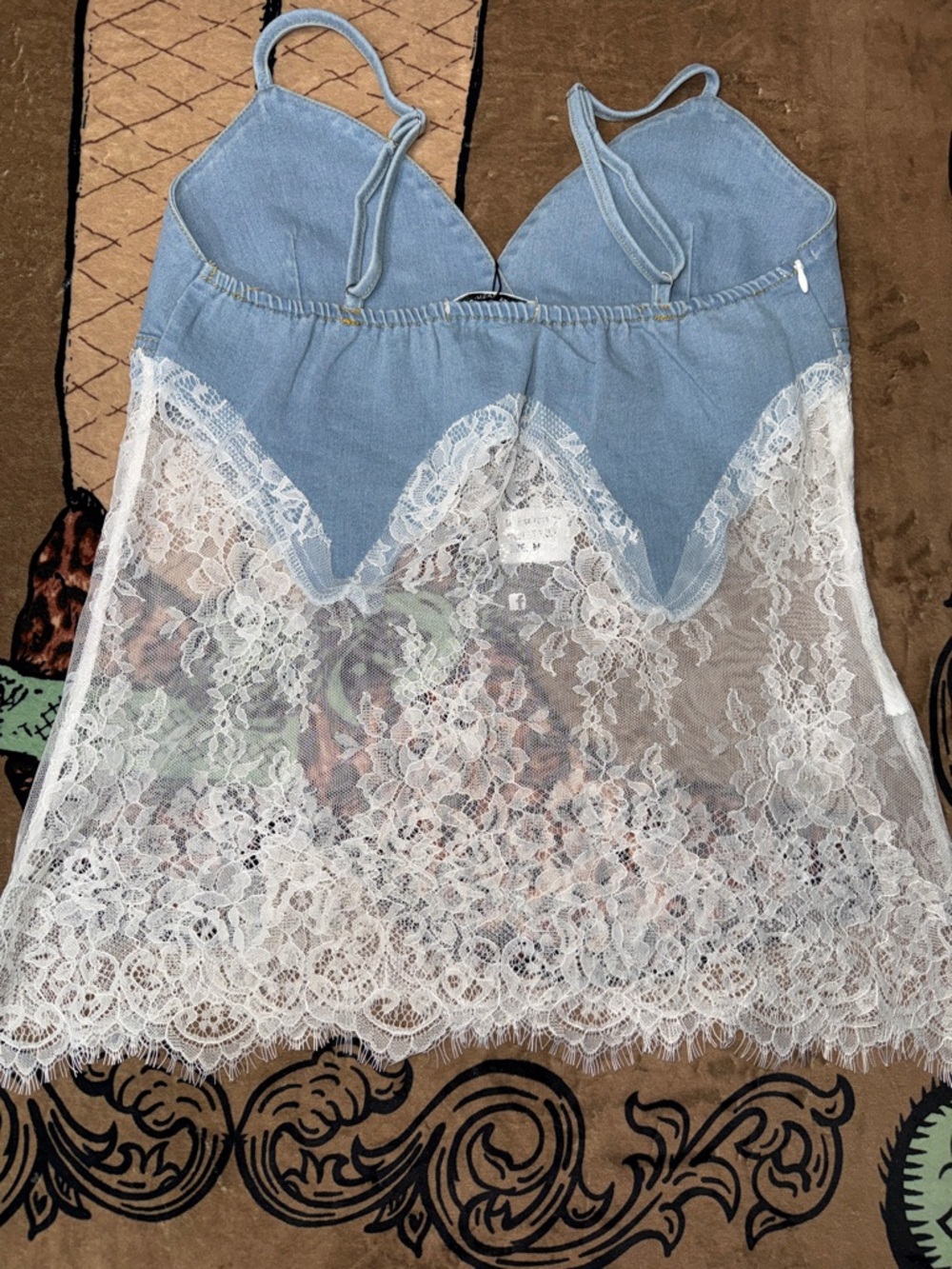 Galita Blue Denim & White Lace Camisole - Picture 6 of 7